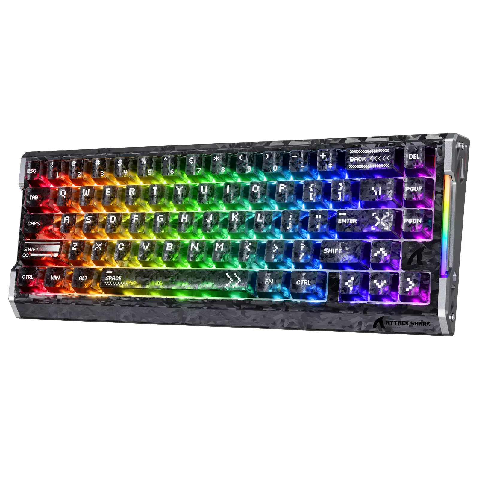 ATTACK SHARK R68 HE 60% Wired Rapid Trigger 8K Mechanical RGB Gaming Keyboard with 0.005mm Accuracy,0.08ms Latency,256K Scan,Hall Effect Magnetic Switch,Carbon Fiber+CNC Aluminum Alloy for PC FPS(Ink)