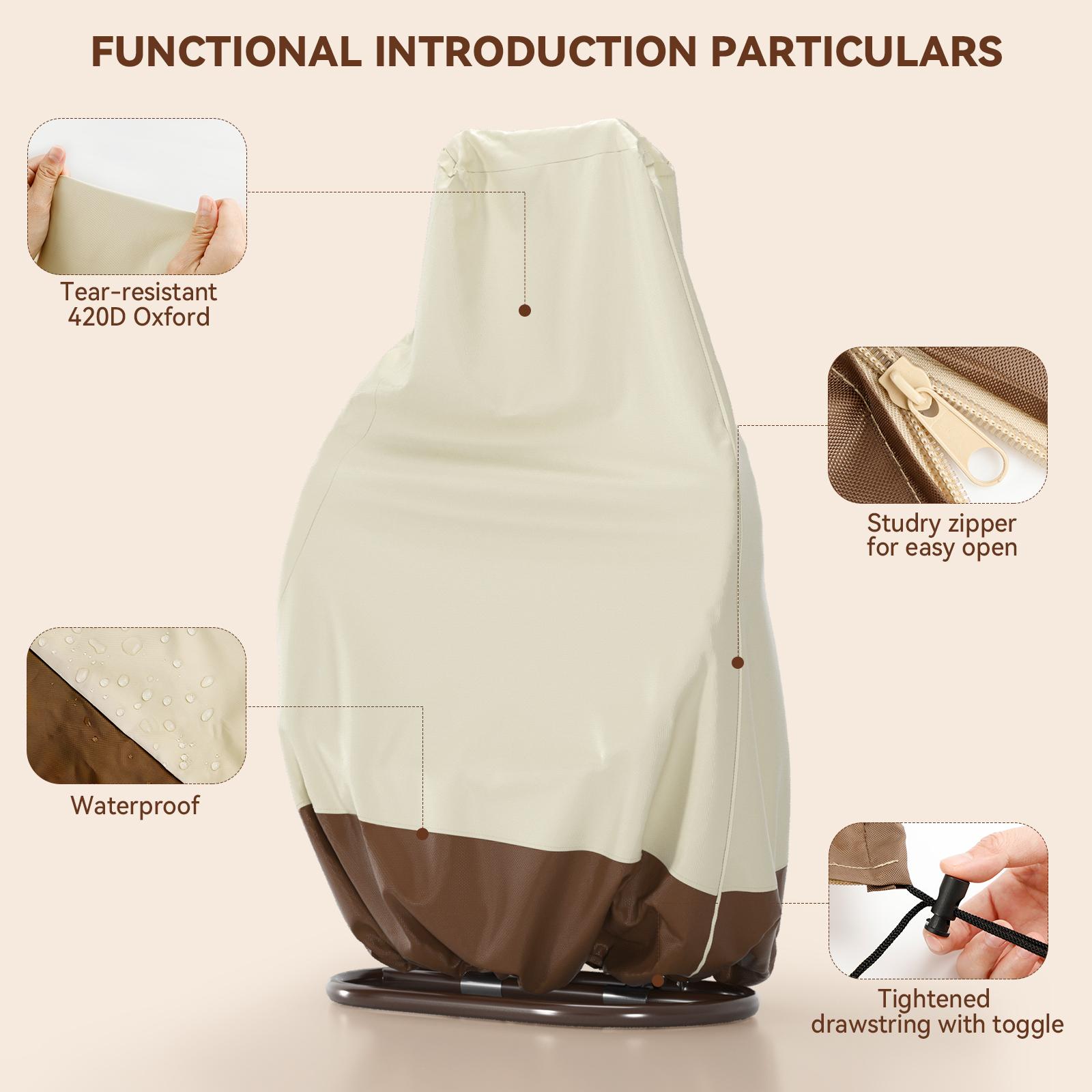 Multi-Size Waterproof Oxford Fabric Double Wicker Hanging Egg Chair Cover - PVC Inner Shield, Double Stitched, Full Outdoor Protection for Rocking Patio Furniture Multi-Size Waterproof Oxford Fabric Double Wicker Hanging Egg Chair Cover - PVC Inner Shield, Double Stitched, Full Outdoor Protection for Rocking Patio Furniture