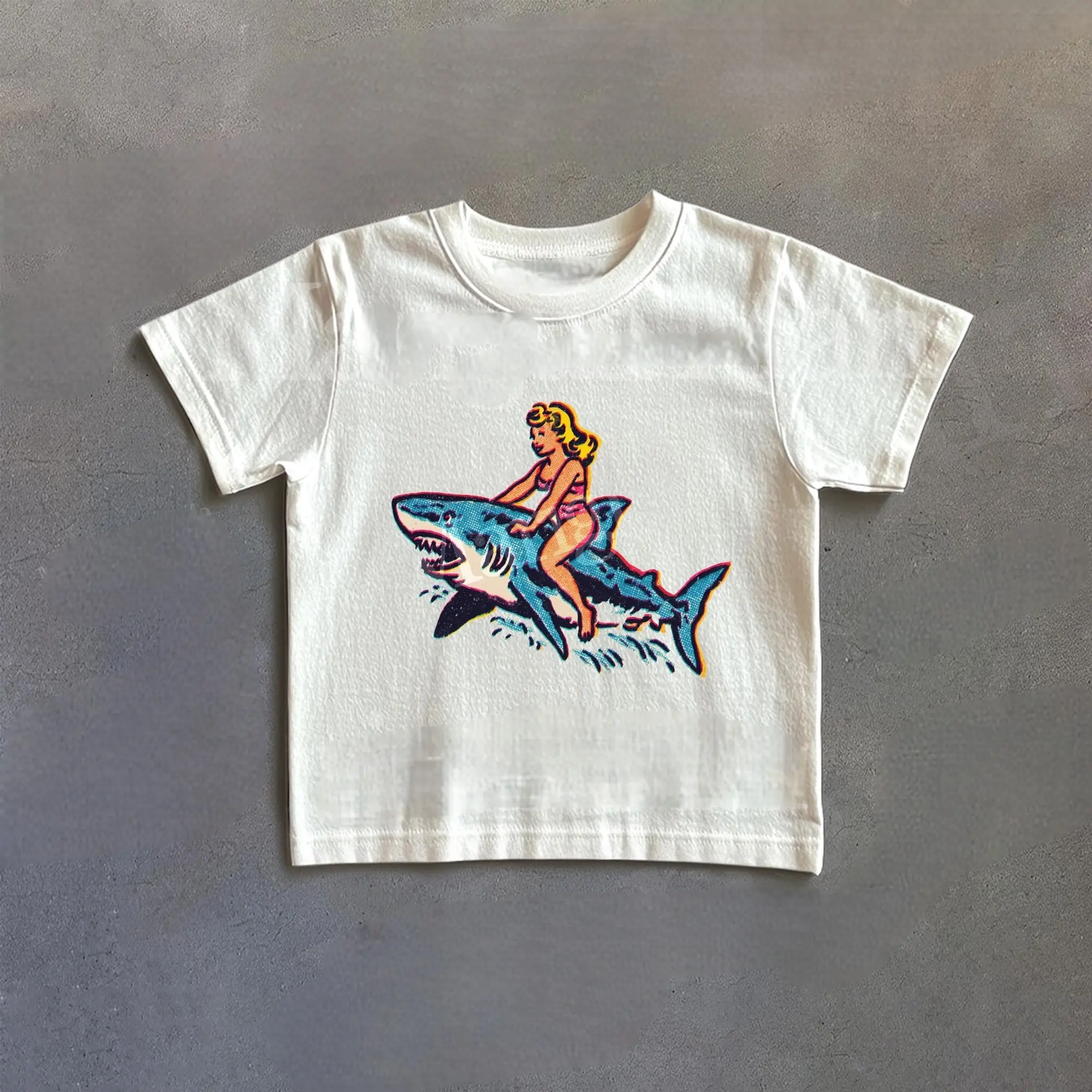 Retro Shark Graphic Baby Tee, Vintage Sea Life Tshirt, 90s Surf Shirt, Marine Nature Shirt, Funny 2000s Clothes, Beach Shirt, Gift For Her,tok