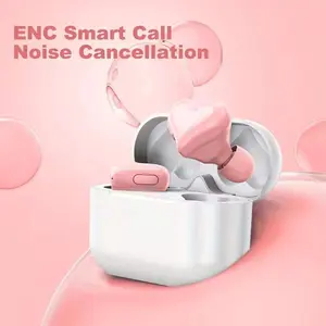 Wireless Earbuds with ENC Noise Cancellation | Pink Heart Shape | Perfect for Music, Calls, and Gifting