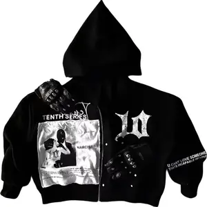 Zipper Hoodie Pattern Jacket Hip Hop Street Wear Sportswear unisex