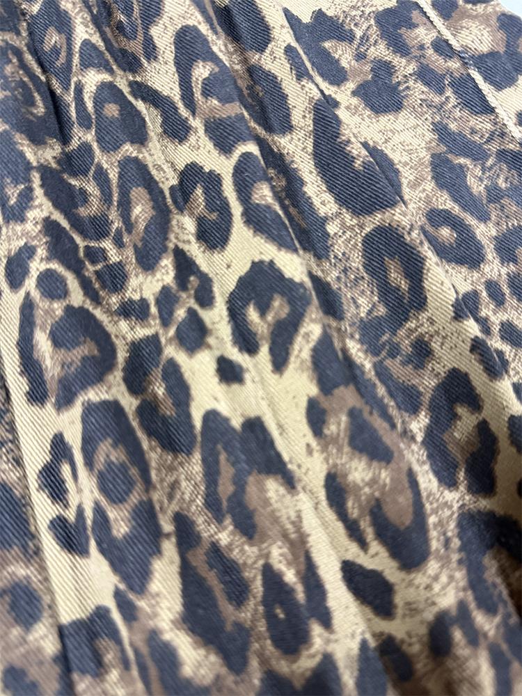 Zhangyan Valentine's Gifts Leopard Print Overalls for Women Stretch Denim Loose Fit Bib Coveralls Cheetah Spring Fall Winter Outfits Y2K Fashion Animal Sleeveless Jumpsuits Straight Leg Pants Mom Wife Womenswear Rompers