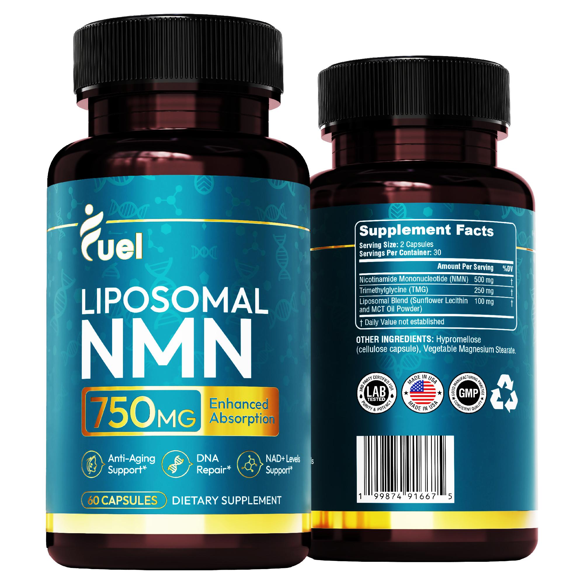 Fuel Liposomal NMN 750mg – Enhanced Absorption NAD+ Booster for Energy, Focus & Healthy Aging – 60 Capsules