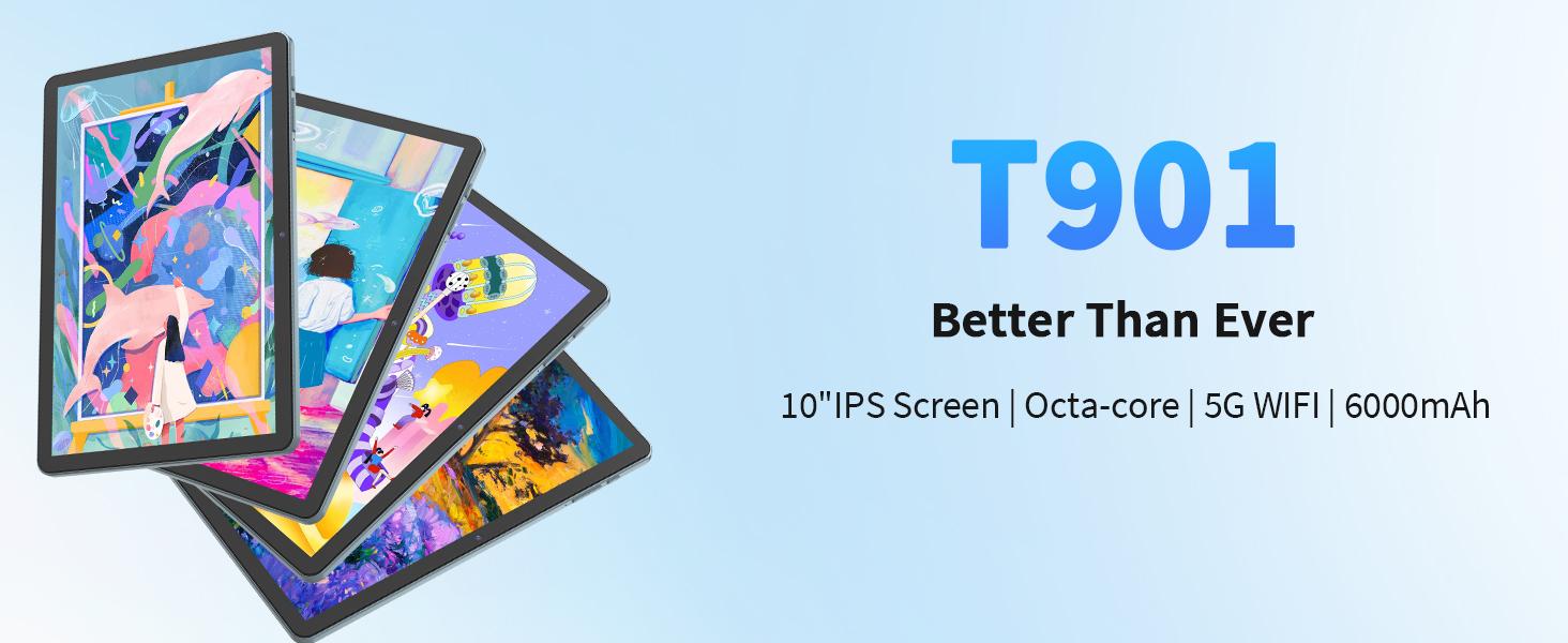 【TikTokShopSpringGlowUp】Relndoo Android 15 10.1 inch Tablet, 2.4G/5G WiFi, New Set with keyboard, Case, Mouse