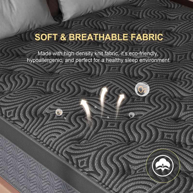 9"12"14" Twin Full Queen King Size Mattress in a Box Hybrid Spring Memory Foam, Medium Firm Ergonomic Mattress Back & Lumbar Support