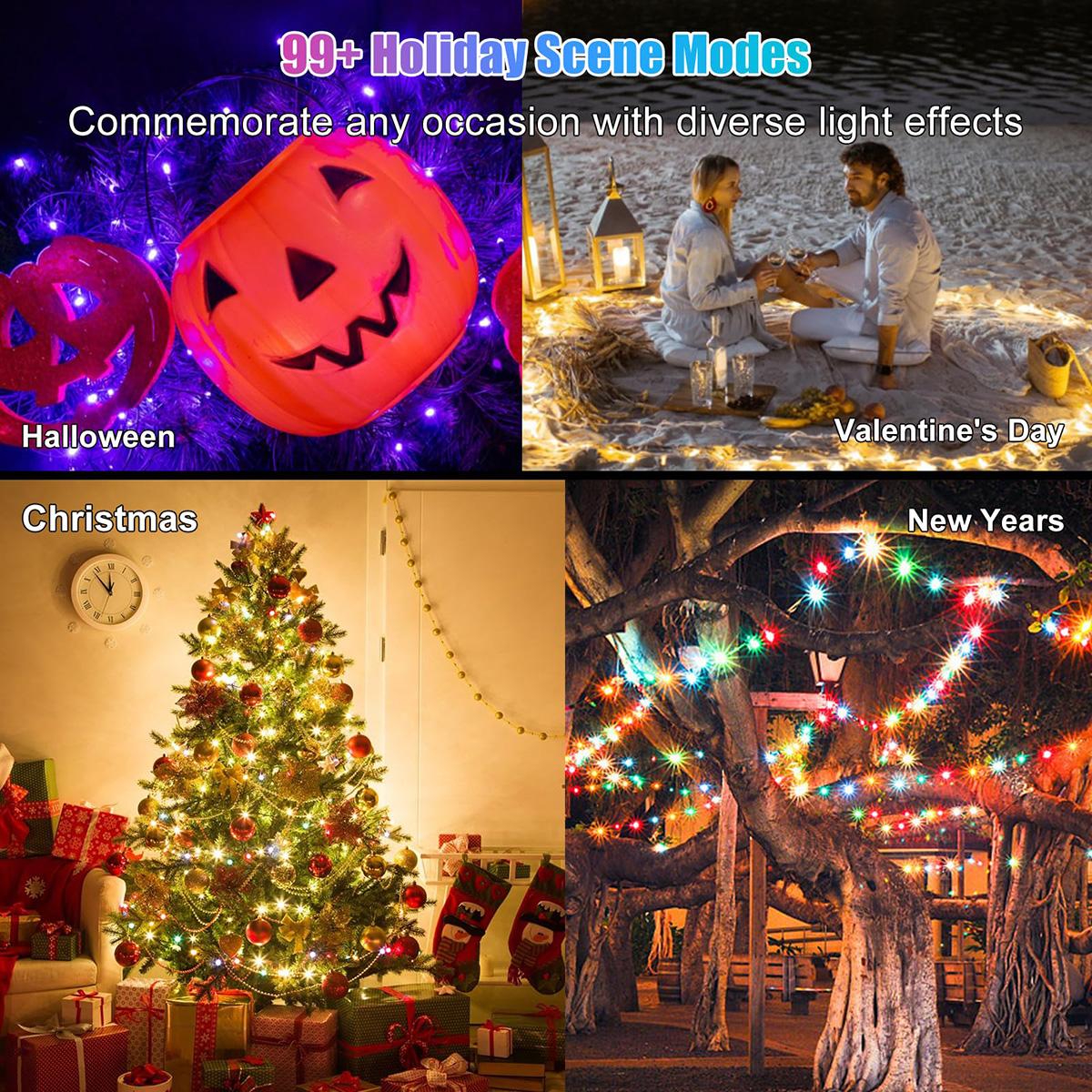 132FT LED Strip Light RGB Music-Synced Bedroom Light Bluetooth-Enabled LED Smart App & Remote Control Indoor Ambient Lighting More Options: 132FT/66FT/33FT Suitable for Room & Outdoor Christmas Party Decorations (Outdoor Waterproof)
