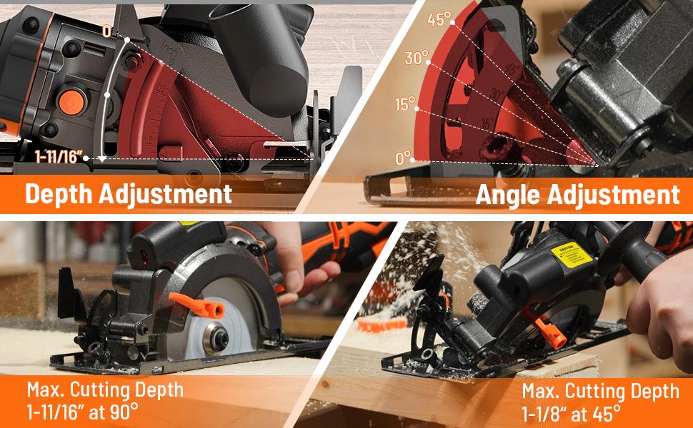 DOVAMAN Circular Saw, 5.8A 4-1/2" w/Laser, Auxiliary Handle, 6 Saw Blades(4½", 4¾") Max Cutting Depth 1-11/16", Wood, Soft Metal, Plastic, Tile-MCS01A DOVAMAN Circular Saw, 5.8A 4-1/2" w/Laser, Auxiliary Handle, 6 Saw Blades(4½", 4¾") Max Cutting Depth 1-11/16", Wood, Soft Metal, Plastic, Tile-MCS01A