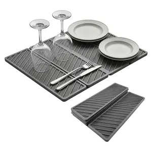 Stone Drying Mat for Kitchen Counter, Quick-Dry & Non-Slip Dish Drying Pad with Absorbent Design,19.7x15.2 Inch Foldabe Stone Dish Drying Mat for Bathroom and Countertop.