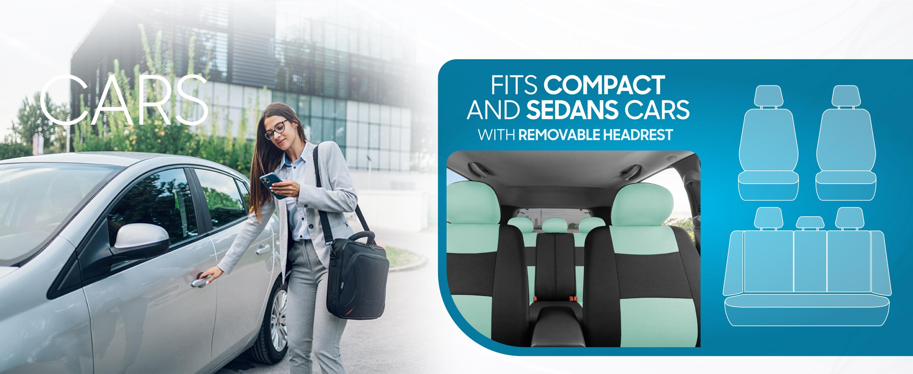 BDK PolyPro Car Seat Covers Full Set – Front and Rear Split Bench Seat Covers for Cars, Easy to Install Car Seat Cover Set, Car Accessories for Auto Trucks Van SUV