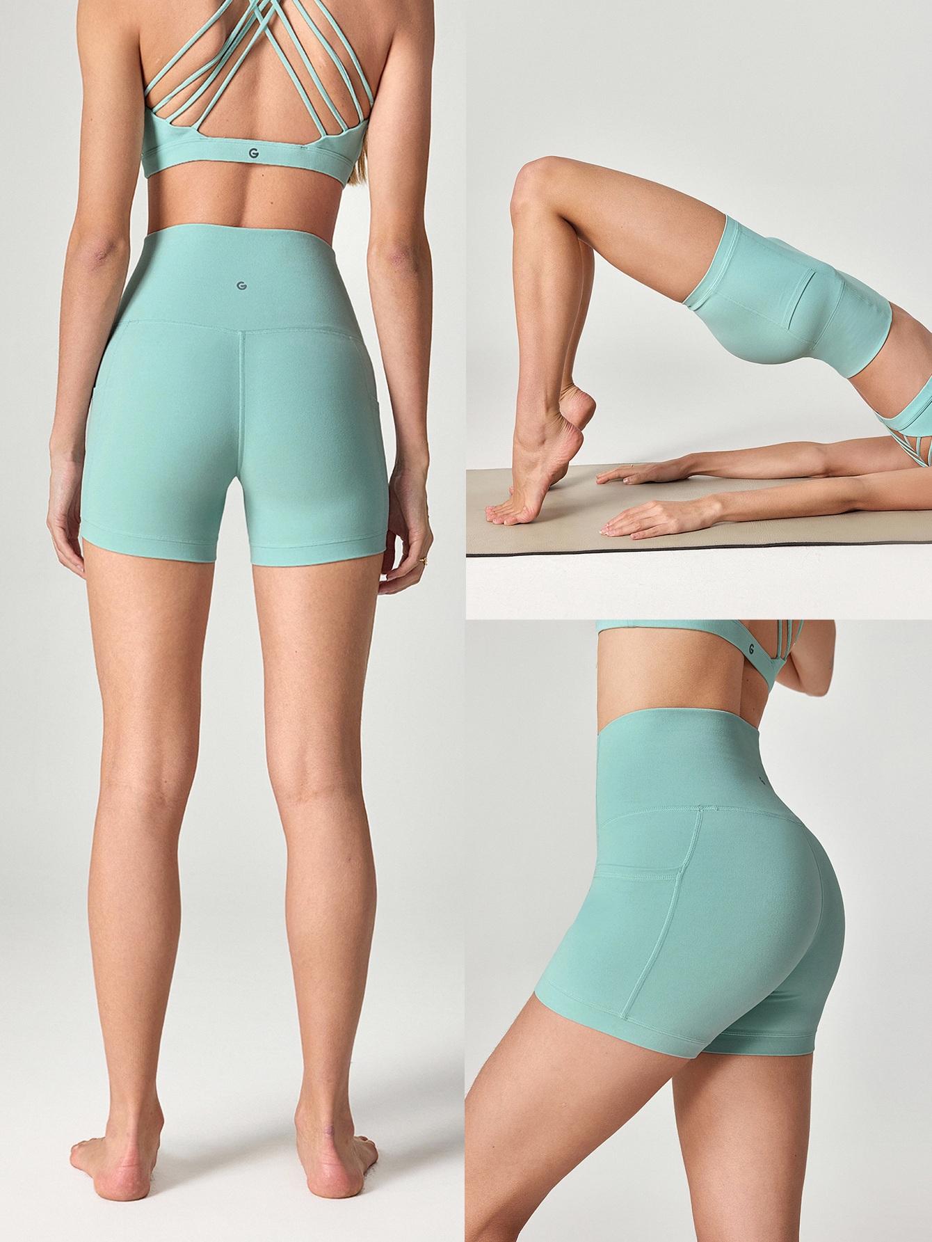 GLOWMODE 4.3" FeatherFit Anti-Slip Pocket Bike Shorts Non Front Seam Low Impact Cycling Running Gym Workout Summer TikTokShopBlackFriday