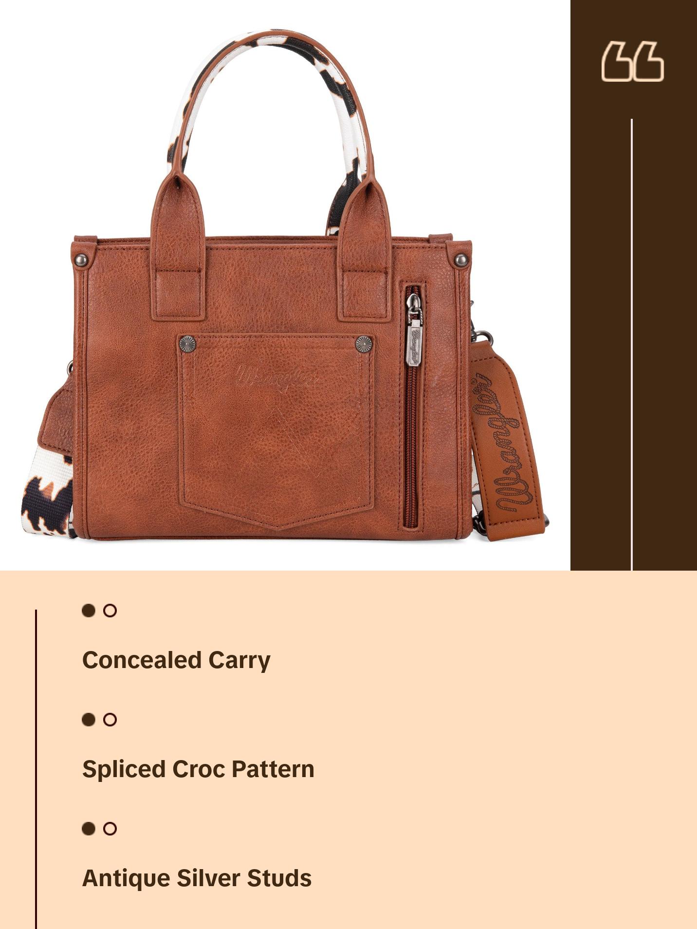 Wrangler Cow Print Concealed Carry Tote/Crossbody Bag Wrangler Cow Print Concealed Carry Tote/Crossbody Bag