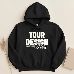 Men's hoodie sweatshirt mockup Graphic Hoodie - Long Sleeve Pullover Regular Fit | Soft & Breathable Fabric, Durable Print, Everyday Comfort, Machine Washable, minimalist flat lay product display on neutral background with decorative elements