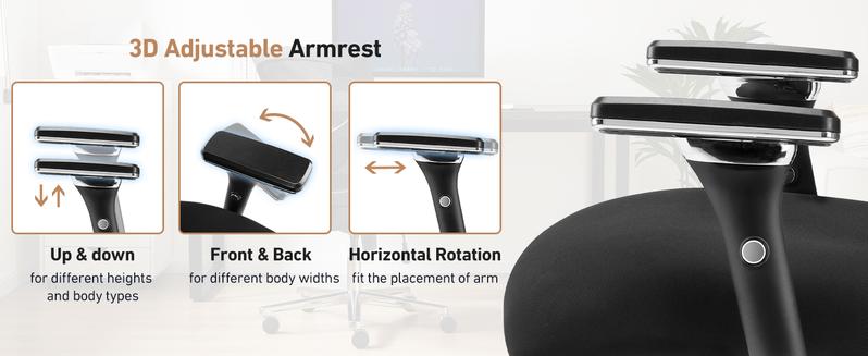 Big and Tall Office Desk Chair, 500lbs Heavy Duty Mesh Ergonomic Computer Chair with Arm and Wide Comfy Seat, Wheels for Adult