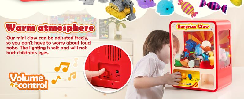 Christmas 2025 Gifts Claw Machine Arcade Toy with LED Light & Adjustable Sound, Rechargable Dispenser Toys Mini Vending Machine for Kids - Perfect Christmas New Year & Birthday Big Gifts for Kid Valentine's Day Gifts for Kids