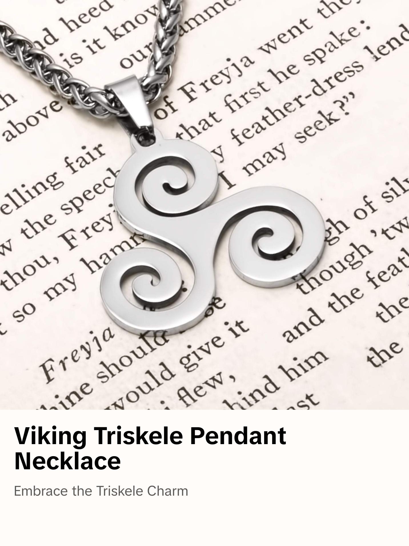 Viking Triskele Stainless Steel Pendant Necklace