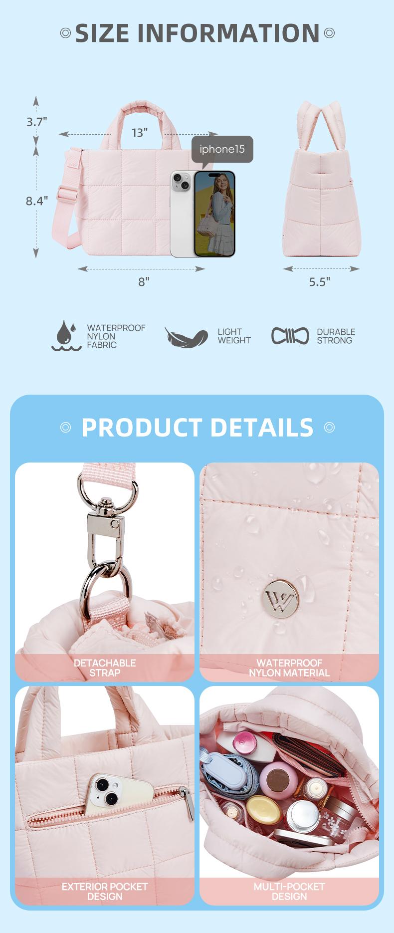 WESTBRONCO TikTokShopSpringGlowUp PUFFY SMALL TOTE PURSE 2026 Trendy Puffer Bag Women Lightweight Bag Spring Fashion Crossbody Bag Purse Women Handbag for Mom Girl Waterproof Gym Fashion Bag Gift for Her SpringStatements