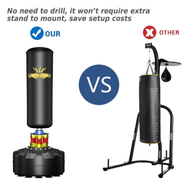 Real Freestanding Boxing Punching Bag with Gloves Stand 70'' Heavy Duty Standup Bag with Suction Cups & Weighted Base for Adults Kickboxing MMA Muay Thai Fitness Training