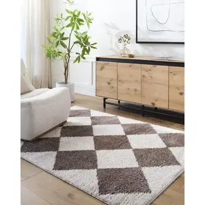 Livabliss Fossay Shag Modern Washable Diamond Area Rug