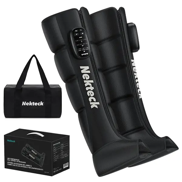 Nekteck Cordless Leg Massager Recovery System (Single Leg Only), Air Compression Massage, Full Leg Boots for Circulation and Pain Relief Comfort Daily