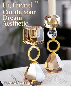 Elegant crystal candle holder, simple modern champagne-colored home decor, metal aromatherapy candle stand, creative atmosphere photo gift