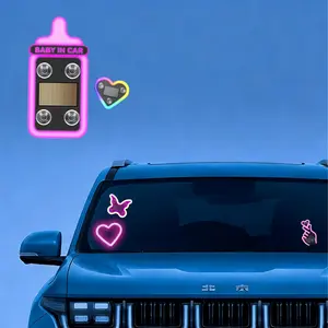 Joytutus Solar Powered LED Heart Shape C-Pillar Neon Light Eco-Friendly Wireless Car Interior Decor 9.57mm x 8.42mm x 15.36mm Modern Stylish Design