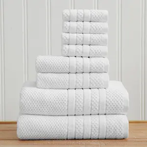 100% Cotton Checkered Jacquard Bath Towel Set - Giuliana Collection