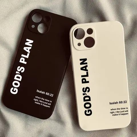 God's Plan Jesus Bible Verse Christian Preppy American Retro Casual Street Style Soft Silicone-TPU Minimalist 1-Piece Back Cover Casing, Smartphone Accessory for Device Protection, Compatible with iPhone 17/16/15/14/13/12/11 Pro Max/Plus