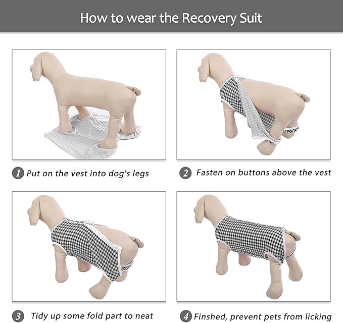 Kuoser Surgical Recovery Suit for Dogs Cats, Pet T-Shirt After Surgery Wear for Dogs, Dog Professional Recovery Suit Comfortable E Collar Alternative, Prevent Licking Onesies Pet Surgery Recovery Suit