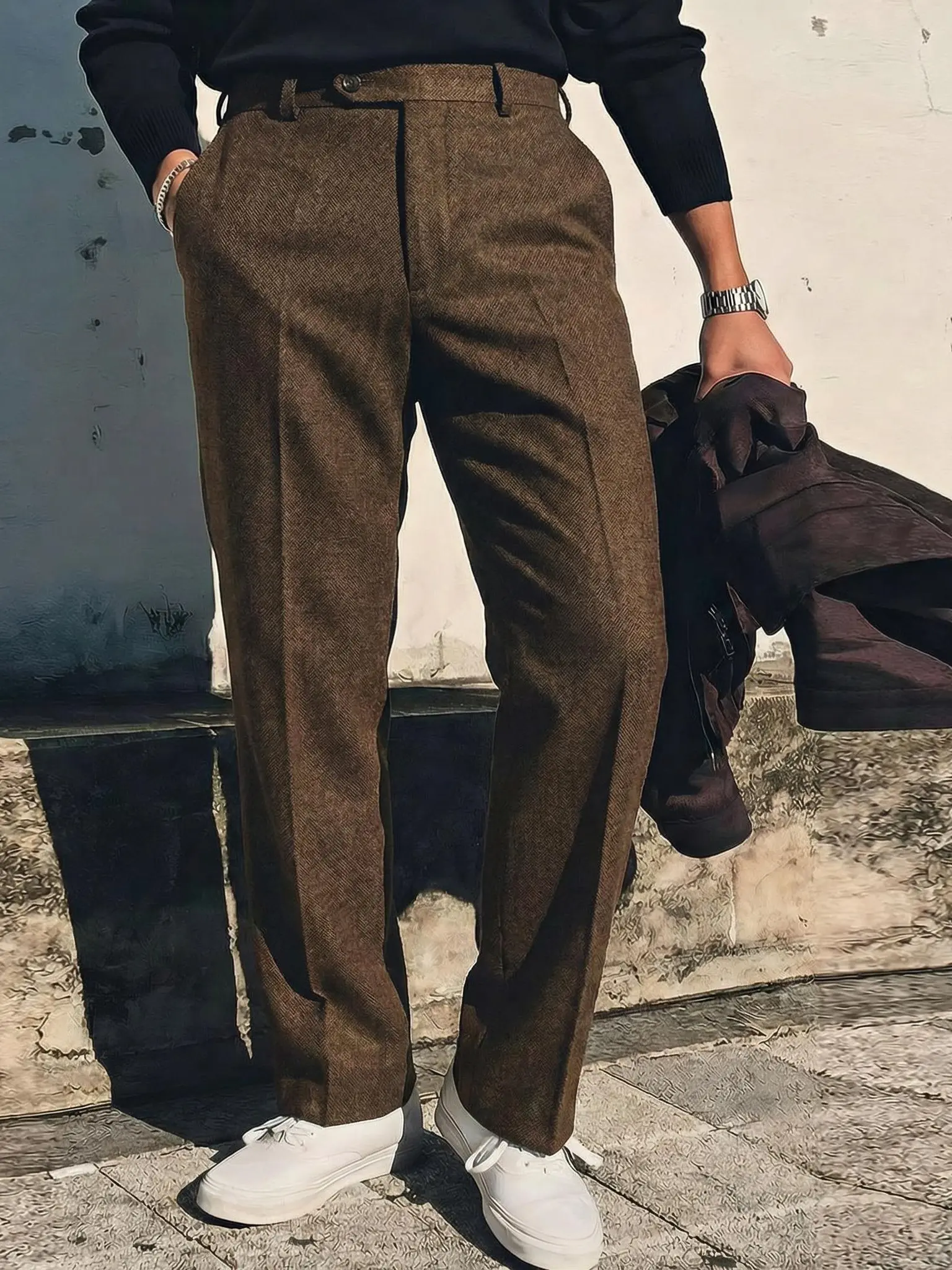 Men's Vintage Herringbone Tweed Dress Pants - Mid-Rise, Straight Leg, Dark  Gray Suit Trousers for Business & Formal Occasions, Business Trousers|  Vintage Herringbone Pattern SpringStatements Stylish Menswear - TikTok Shop