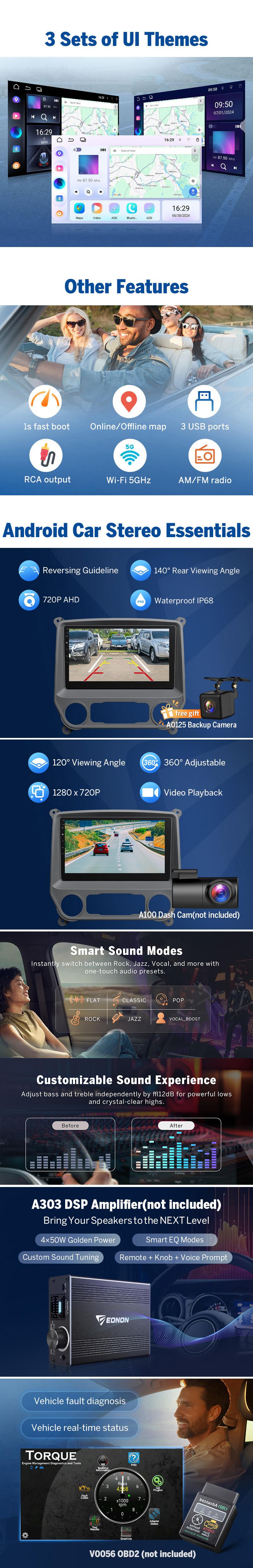 Eonon Car Stereo for Chevy Silverado GMC Sierra 2014-2018 Android 13/14 Head Unit with Wired/ Wireless CarPlay Android Auto 10.1" Car Radio Touch Screen SWC Sub BT Backup Camera Dashboard Upgrade, Jumpstart Sale - GMSX7 / GMSX6S2