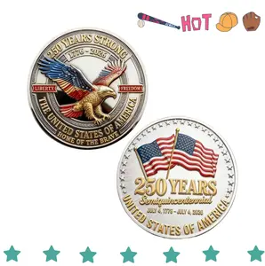 America 250th Anniversary Commemorative Challenge Coin 1776-2026, USA 250 Merchandise Souvenir Collectible Coin for Patriots & Collectors Diy Toy