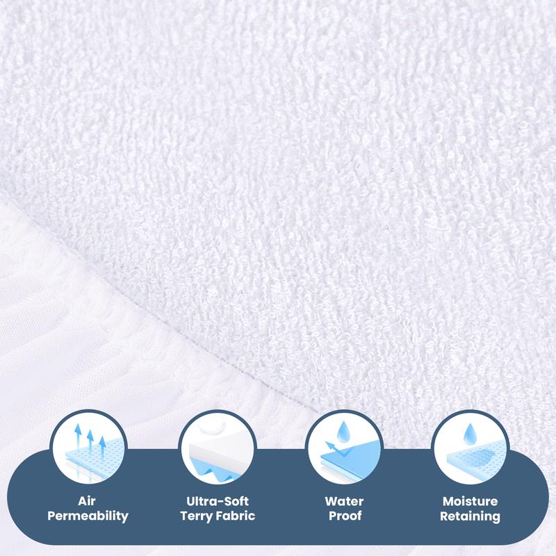Utopia Bedding Waterproof Terry Mattress Protector, 200 GSM, Terry Cover, Breathable & Stretchable Pockets