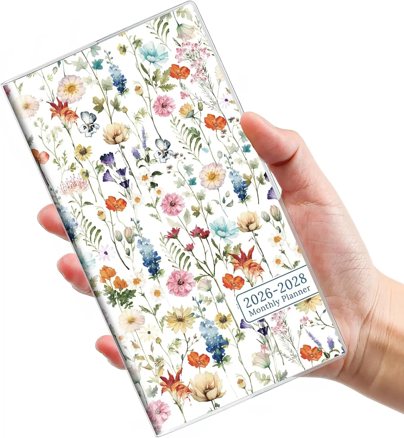 Pocket Calendar 2026-2028 for Purse, 2 Year Monthly Planner Pocket Size with Clear Protective Cover, Jul 2026-Jun 2028 Small Monthly Planner, 6.5" x 3.5" - Wildflowers