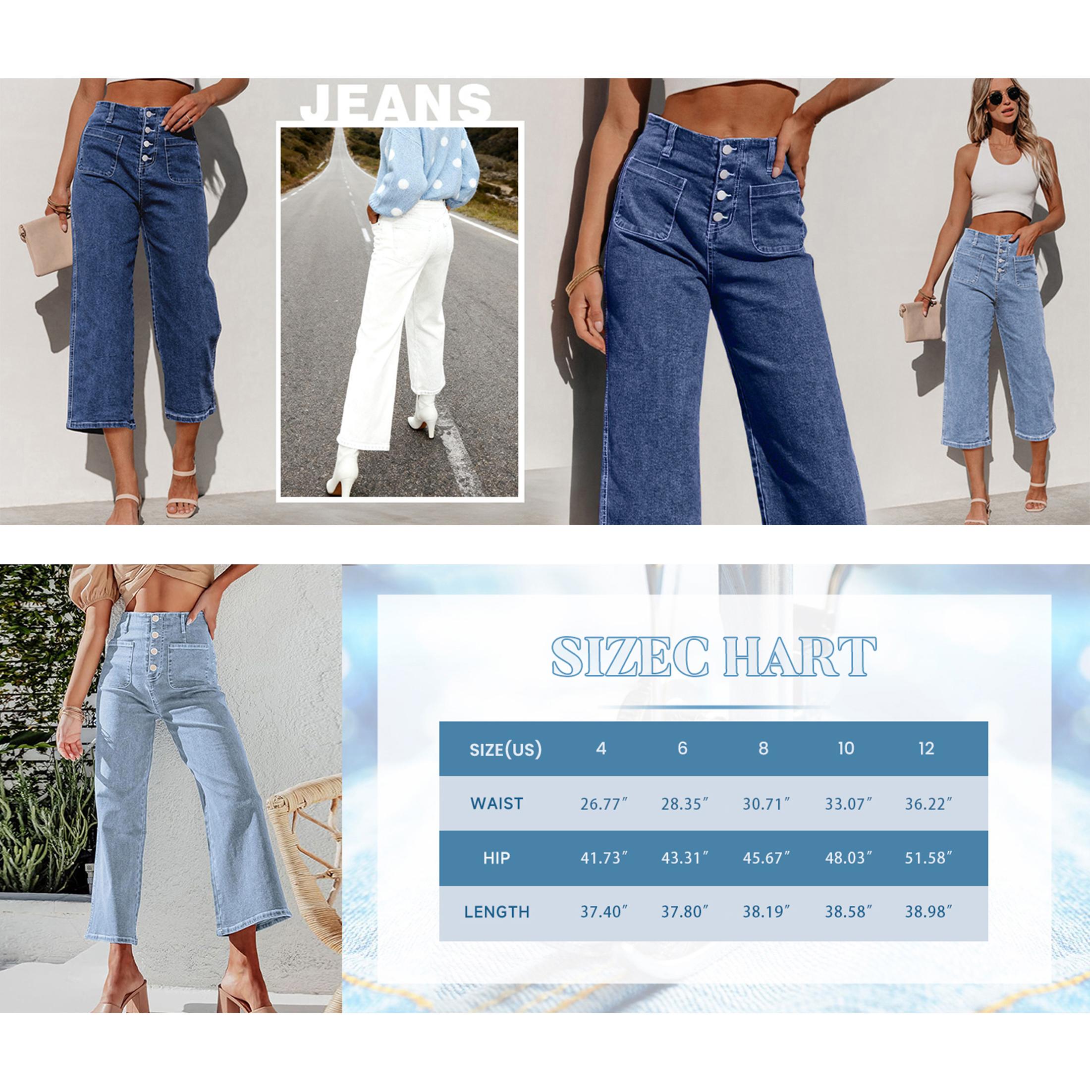 Mundoven Wide Leg Jeans for Women High Waisted Stretchy Straight Leg Cropped Denim Pants Buttoned Baggy with Patch Pockets Mundoven Wide Leg Jeans for Women High Waisted Stretchy Straight Leg Cropped Denim Pants Buttoned Baggy with Patch Pockets