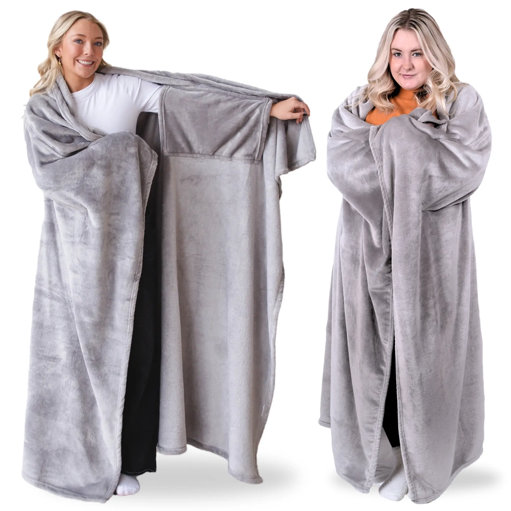 Wearable Blanket【Back to School & College Dorm Essentials】Super Blanky with Patented Integrated Pocket Sleeves – Soft Oversized Fleece Throw for Adults & Teens, Hands-Free Cozy Blanket for Dorm Room, Home, Couch, Travel & College Gifts