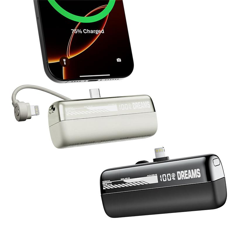 Lzaitai Portable Charger Nano Power Bank with Built-in USB C Connector lightning Connector 5000/10000mAh Portable Charger 22.5W, for iPhone 17/16/15 Series, Samsung S22/23/24 Series, iPad Pro/Air, AirPods, and More