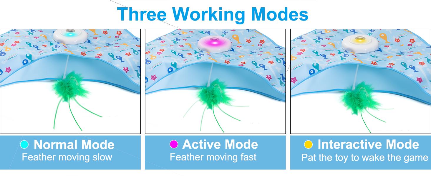 【2 Feather】Hide and Seek Cat Toys Interactive Rechargeable Moving Feathers Real Mouse Squeaky Touch Activated Exercise Toys for Indoor Cats