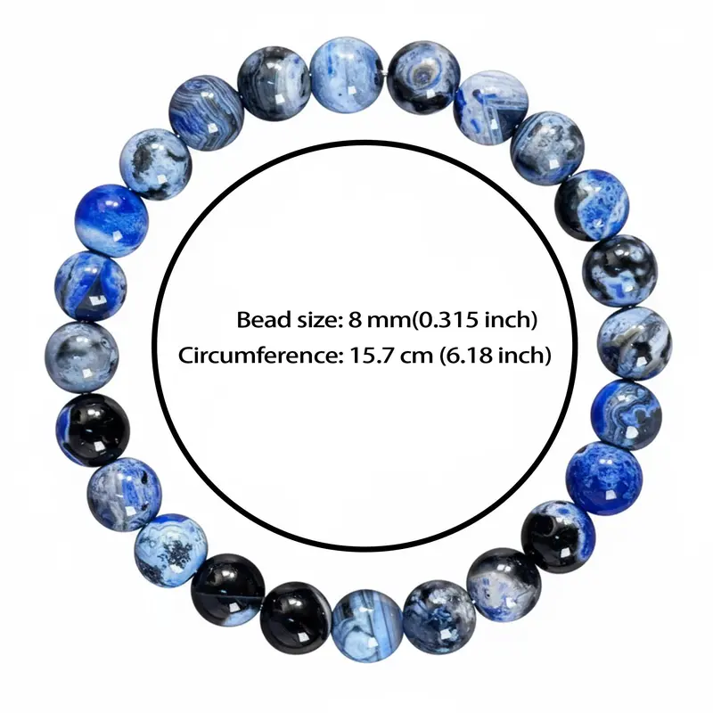 Blue Fire Agate Beaded Strand Bracelet Handmade 8mm Round High Quality Unisex Healing Crystal Bracelet for Protection Healing Energy Meditation Focus Anniversary Gift Blue Fire Agate Beaded Strand Bracelet Handmade 8mm Round High Quality Unisex Healing Crystal Bracelet for Protection Healing Energy Meditation Focus Anniversary Gift