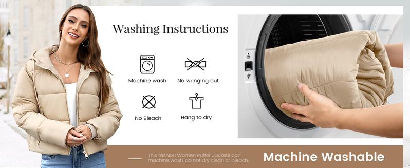 Arssm Women’s Cropped Hooded Quilted Coat – Lightweight Zip-Up Winter Jacket with Pockets for Warmth & Casual Street Style