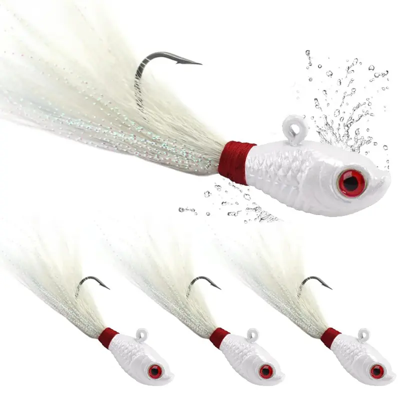 3pcs Bucktail Jig Lure Hair Jig Saltwater Freshwater Jig Head Fishing Lures Bass Pike Walleye Striper Bait