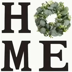 A Rustic Style HOME Letter Sign Adorned with a Eucalyptus Wreath, Made of Wood, Is The Perfect Gift for Housewarming And Weddings, Ideal for Home Decor