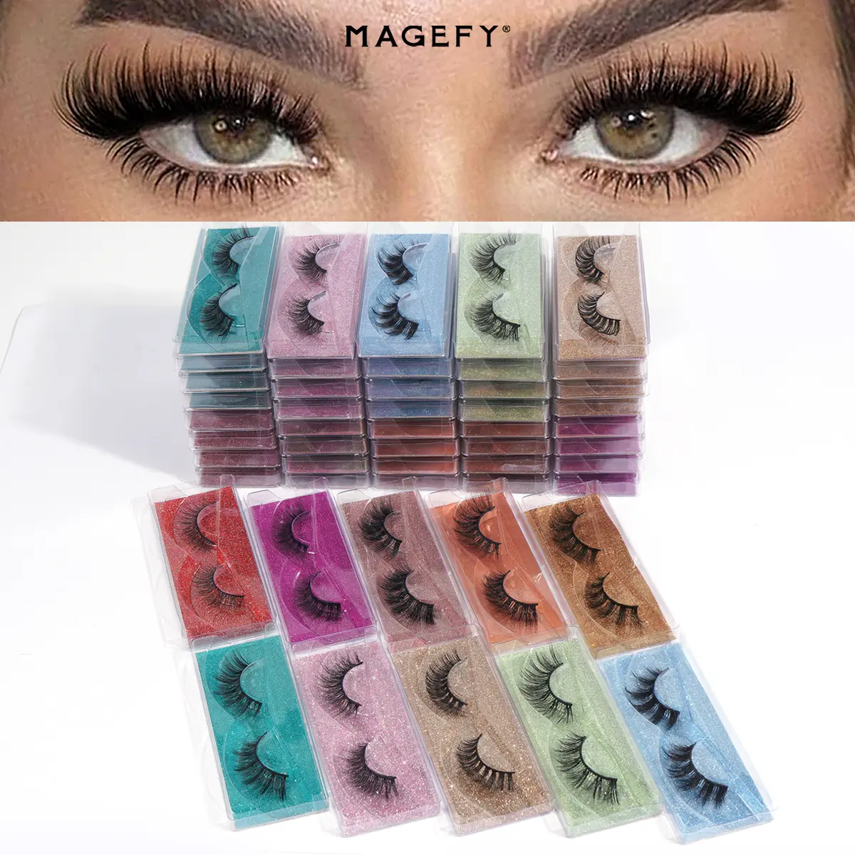 MAGEFY 50 Pairs False Eyelashes, Mixed Styles Wispy Lashes Pack, Travel Essentials Lightweight Natural Curl Lash Kit for Everyday & Party#DealsForYouDays#SummerWins