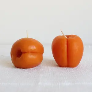 BEESWAX APRICOT CANDLE SET OF 2 Decor Ornaments