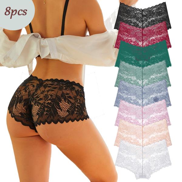 FINETOO Women’s 8-Pack Sexy V-Waist Lace Cheeky Panties – Soft, Elegant, Comfortable Boyshort Underwear,S-XL FINETOO Women’s 8-Pack Sexy V-Waist Lace Cheeky Panties – Soft, Elegant, Comfortable Boyshort Underwear,S-XL
