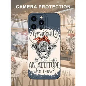 Highland - Cow Printed 2D Pattern Popular Creative High - End Beautiful And Fashionable Commuting Personality Style Suitable For Elders, Friends, Family, Lovers, Your Own Birthday Gifts, Holiday Gifts, Black Feel Full Protection Dustproof And Waterp