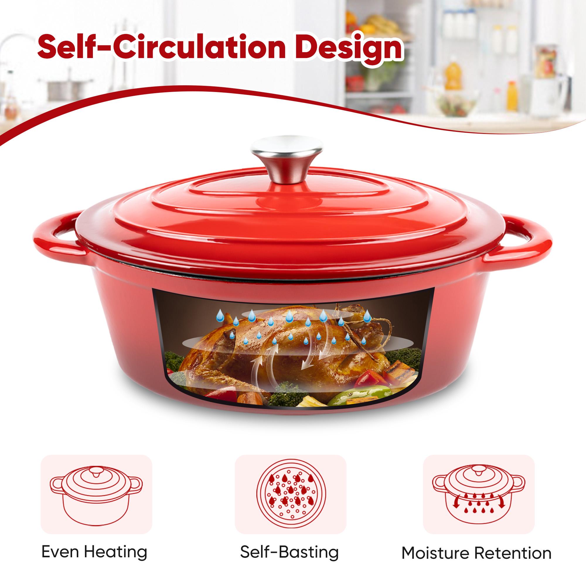 4.5 QT Enameled Oval Dutch Oven Pot with Lid and Dual Handles, Cast Iron Dutch Oven for Cooking, Bread Baking, Non-stick Enamel Coated Cookware