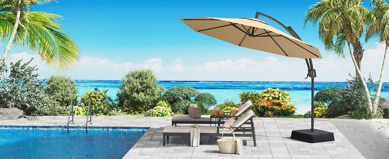 【Adjustable Tilt & Double-Sided】ONBRILL 13/10FT Cantilever Patio Umbrella with Base Included, Heavy Duty Large Outdoor Umbrella Offset for Pool, Patio, Backyard,Outdoor Furniture,Garden Furniture,Summer,Mother's Day Gift