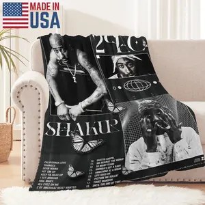 Tupac 2Pac Legacy Aesthetic Plush Blanket - Premium Hip Hop Throw for Bedroom & Living Room - Must-Have Streetwear Home Decor - Soft & Warm 50x60