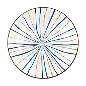 Golden Lion Japanese 8-Inch Ceramic Plate - Wafu Wisteria Design, 20x20x5cm, Dinnerware Dish for Home Kitchen