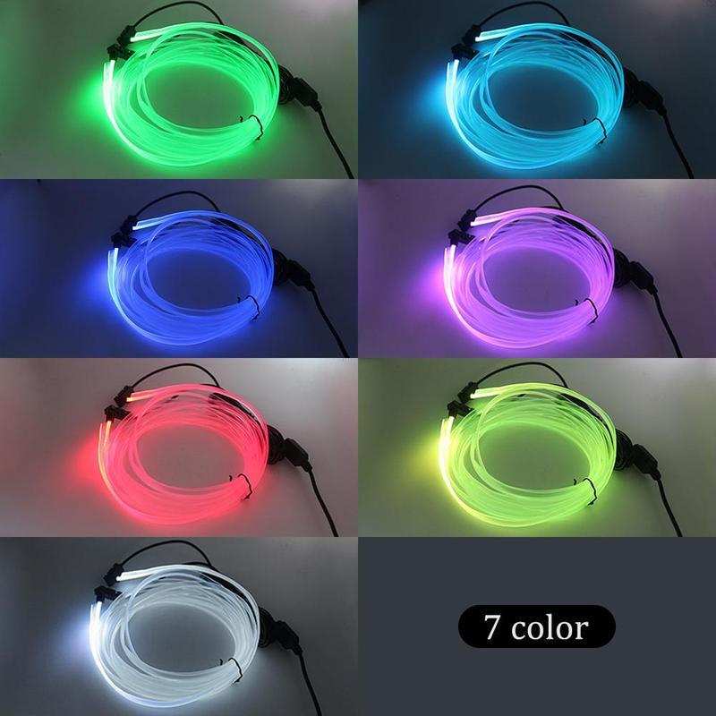 USB Powered Car Interior LED Light, Multiple Color Modes 5M Fiber Ambient Light, Car Interior Decorative Light